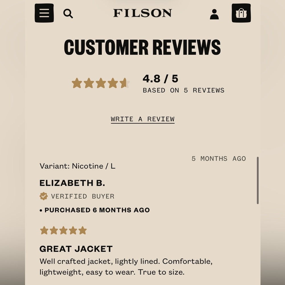 Filson- Women’s Heritage Cotton Cruisee Jacket- Nicotine - Picture 6 of 8